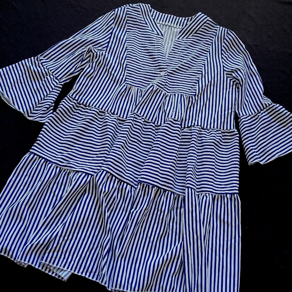 Shein Long Bell Sleeve Tiered Dress